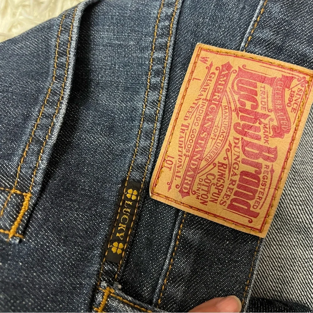 Lucky Brand Mens Jeans 38x31 Blue Straight Leg Dark Wash Denim Likenew 👌 Logo